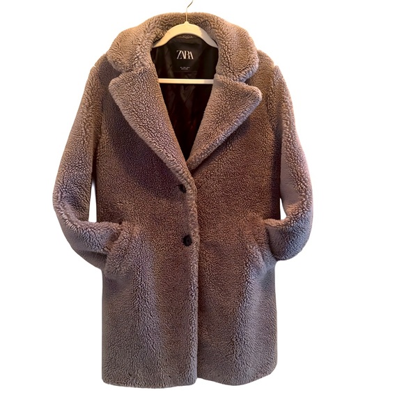 Zara Jackets & Blazers - Zara Teddy Coat – Gray Faux Shearling Oversized Jacket – Women’s Medium